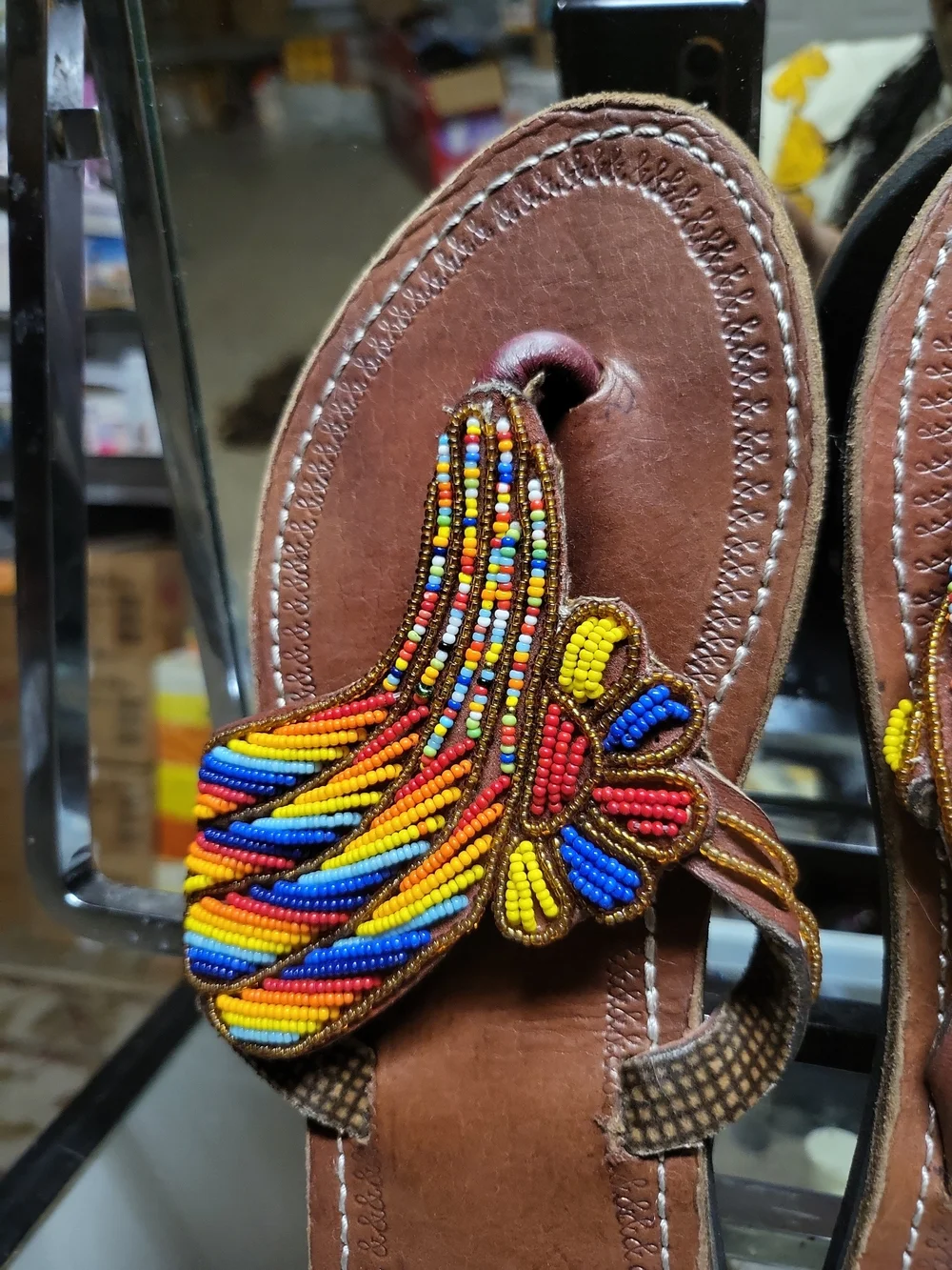 African Maasai Beaded traditional slippers Size 42 us size 11 - Picture 4 of 6